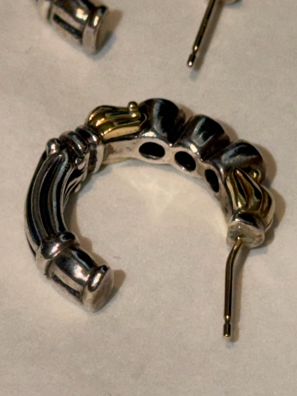 Lagos 18K Gold Silver 925 Blue Topaz Hoop Earrings﻿ - Picture 6 of 7
